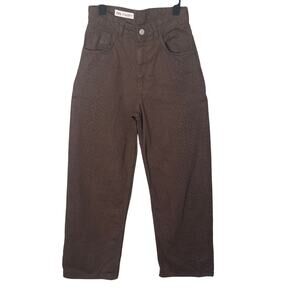 Zara Chocolate Brown Straight Leg Jeans Snakeskin Print Size 0